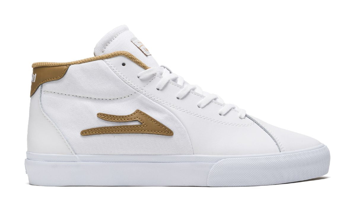 Lakai Flaco 2 Mid Leather Skate Shoes - White/Tobacco