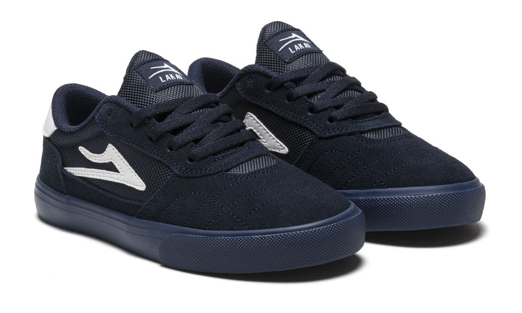 Lakai Cambridge Kids Skate Shoes - Navy Navy Suede DIAGONAL.jpg