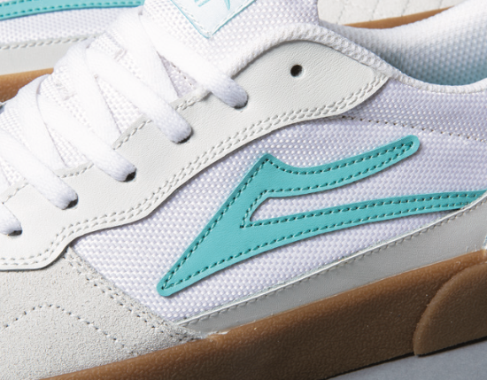 Lakai Cambridge White Teal Suede Skate Shoes lifestyle2.png