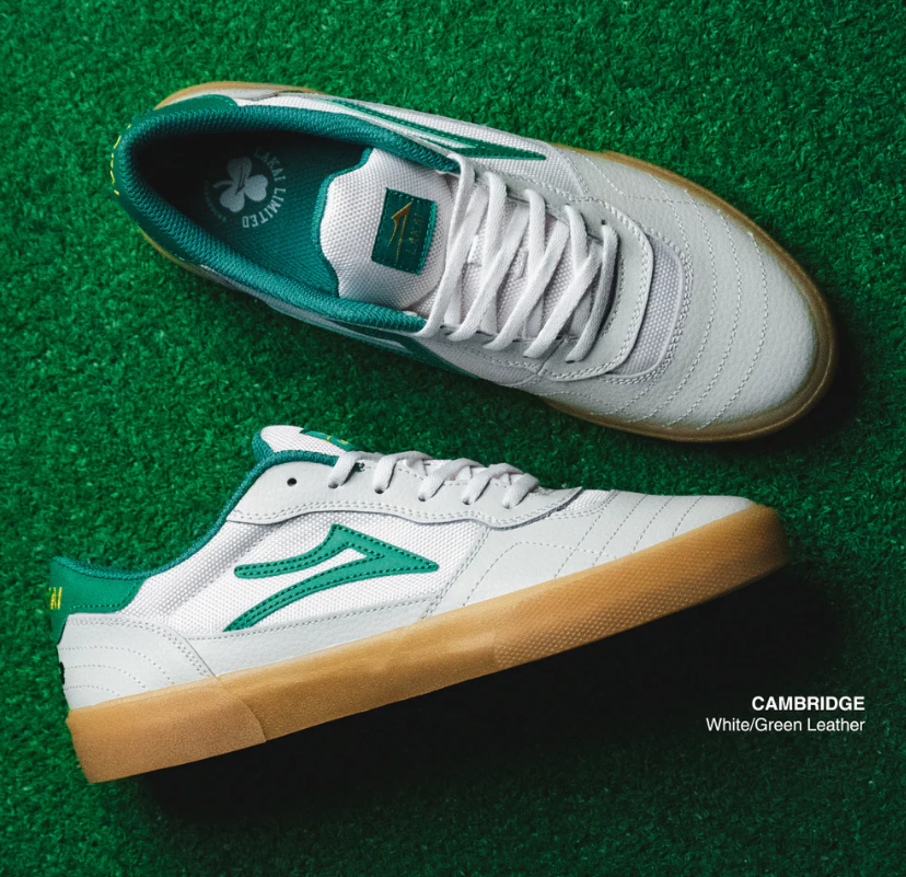 Lakai Cambridge Leather Skate Shoes White/Green - Main Image
