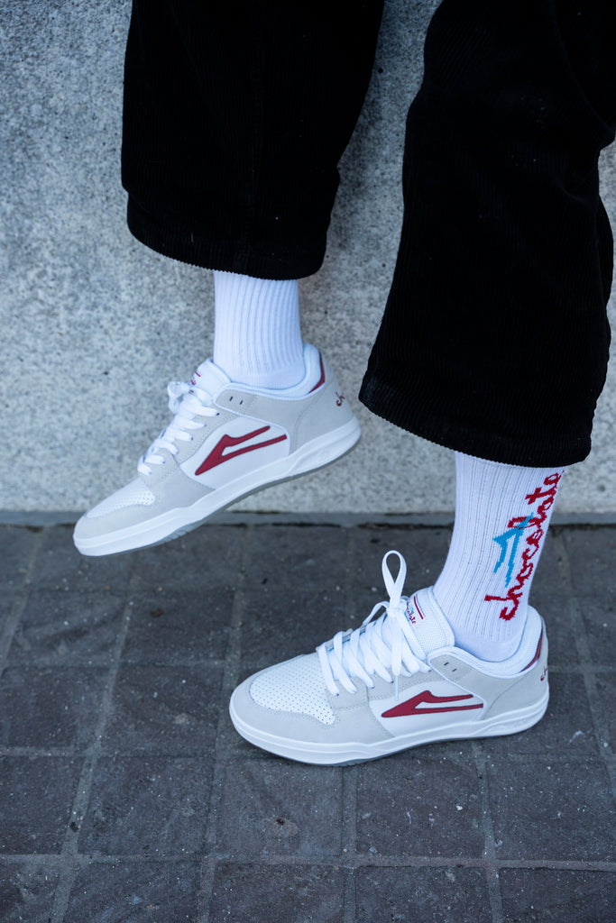 Lakai x Chocolate Telford Low Skate Shoes - White-Red Suede 2.jpg