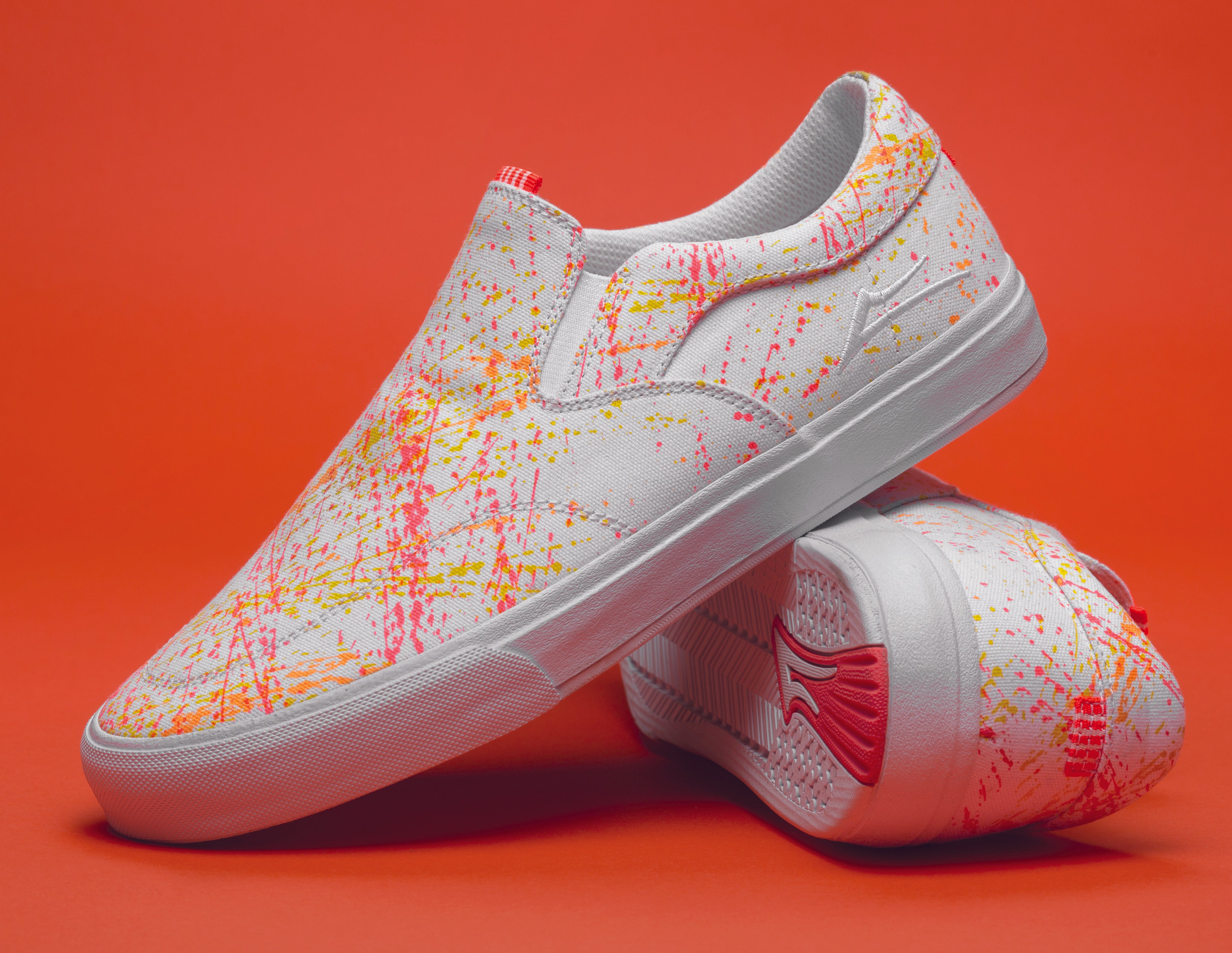 Lakai x Porous Walker Owen VLK White Splatter Canvas Skate Shoes